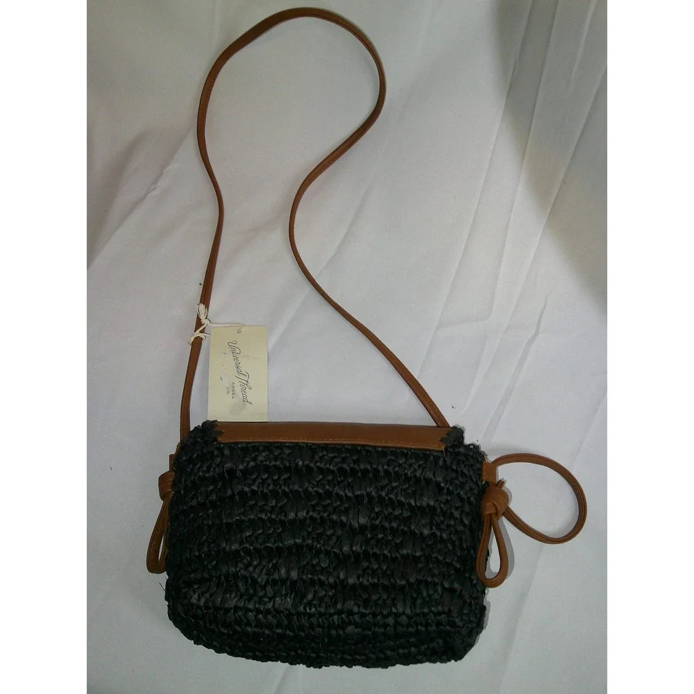 Universal Thread Crossbody‎ Bag Tan Brown Black Straw Woven Purse $25 NWT